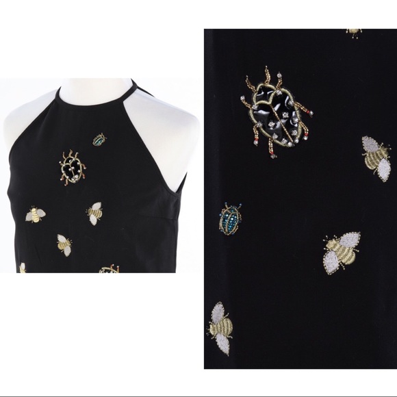 Victoria Beckham Halter Bug Bee Jeweled Dress - Picture 6 of 8